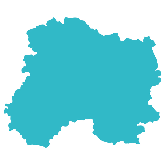 Carte stylisée du département de la Marne en bleu, couleur identitaire du Territoire d’Énergie Marne (SIEM).